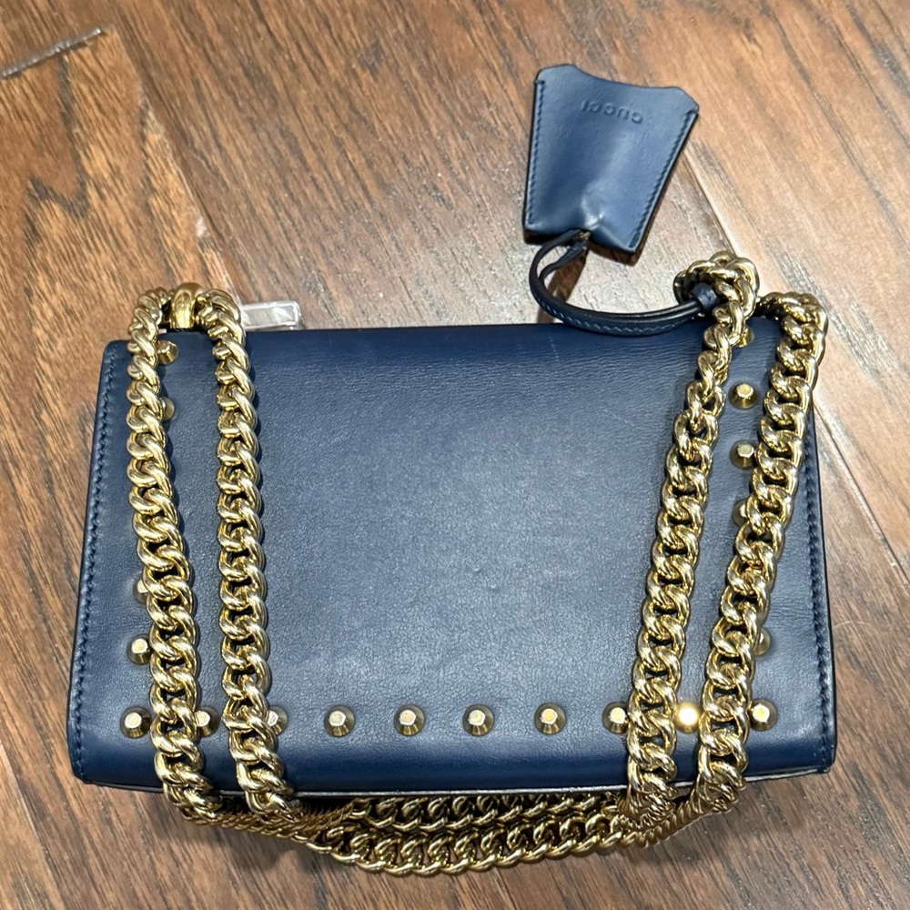 Gucci Navy and Gold Chain Shoulder Bag - Picture 3 of 3